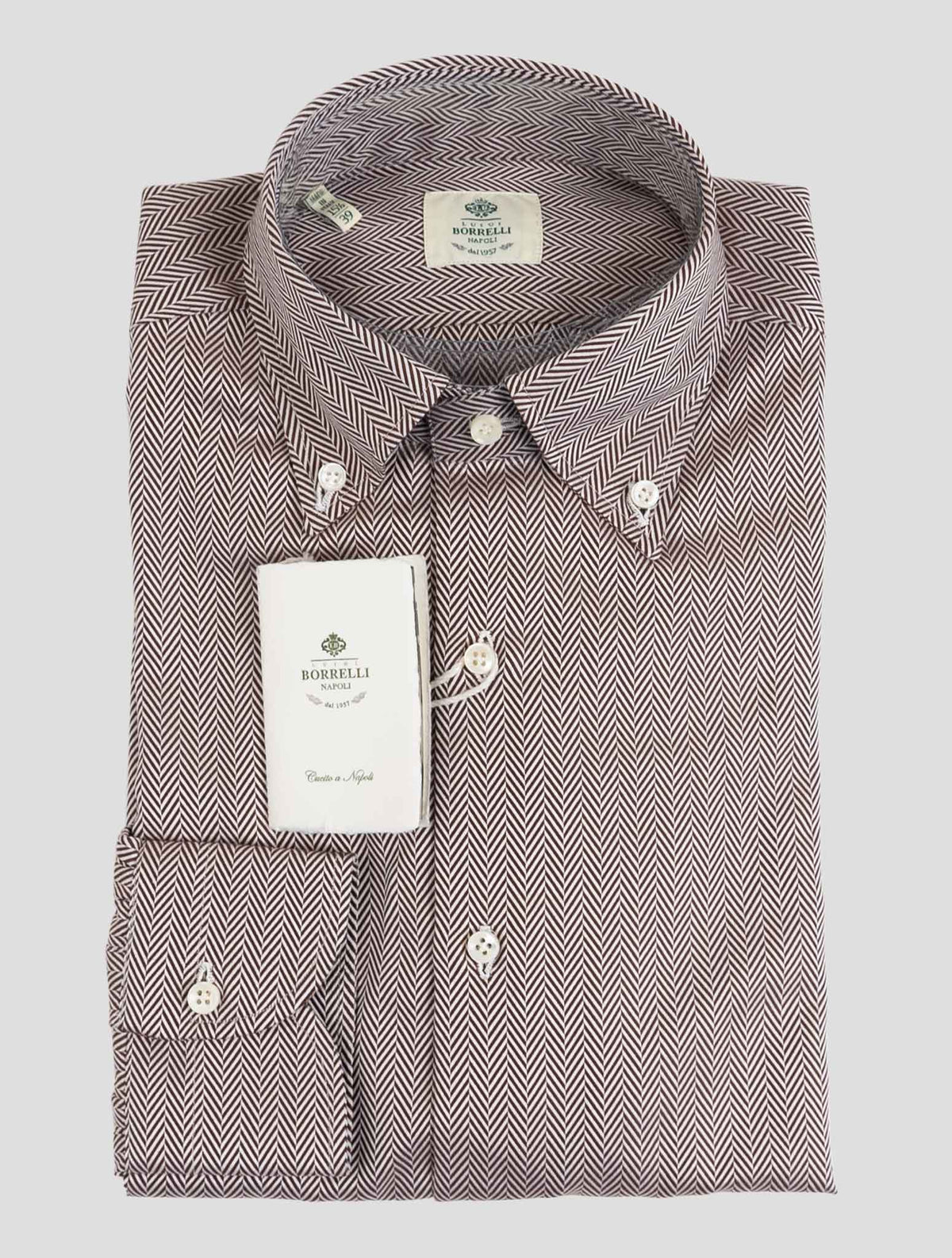 Luigi Borrelli Burgundy White Cotton Shirt 1