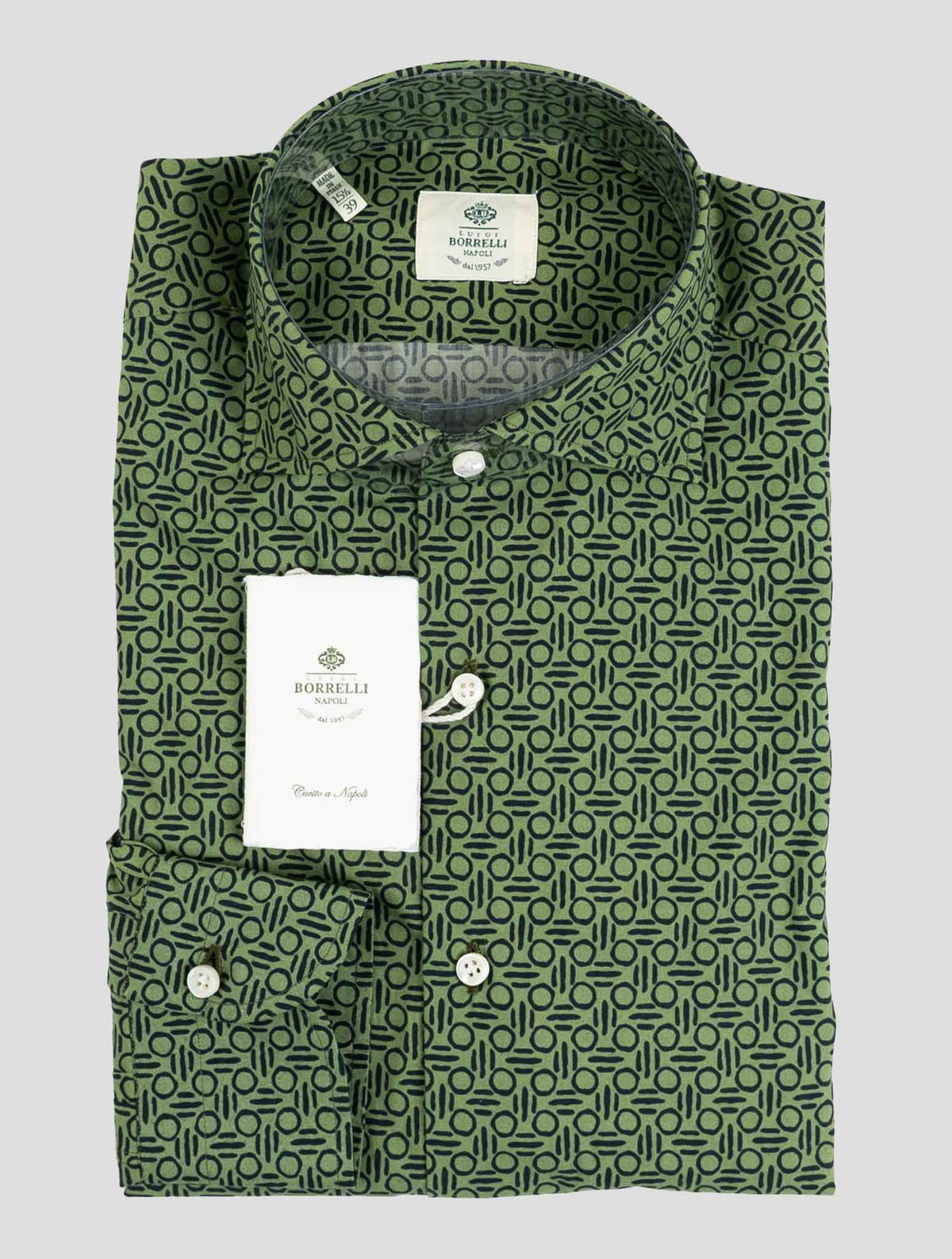 Luigi Borrelli Green Cotton Shirt 1