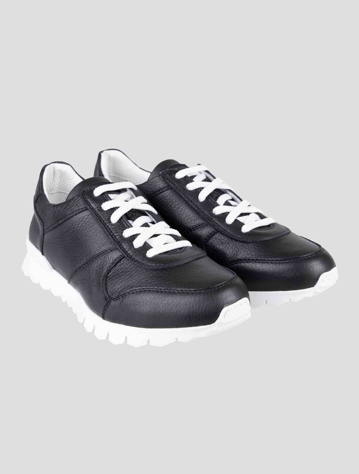 Kiton Black Leather Deerskin Sneakers 1