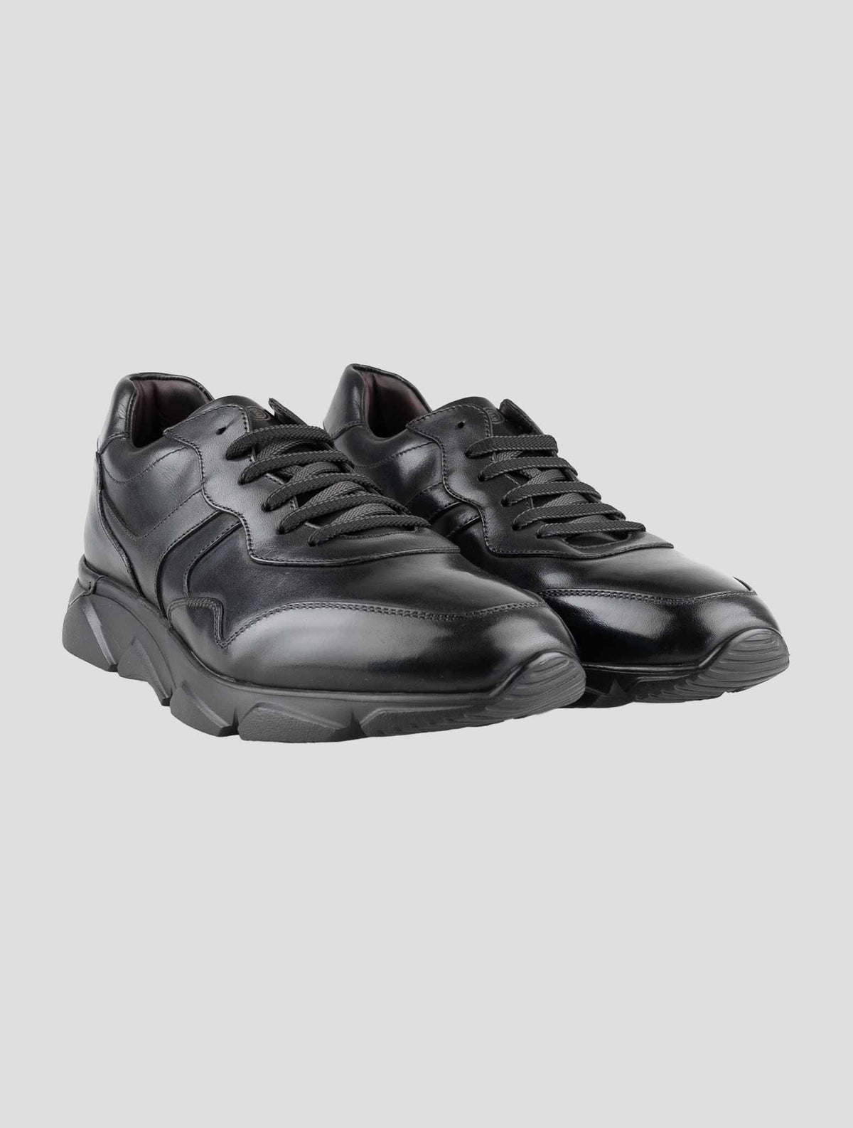 Peluso 1907 Black Leather Sneakers 1