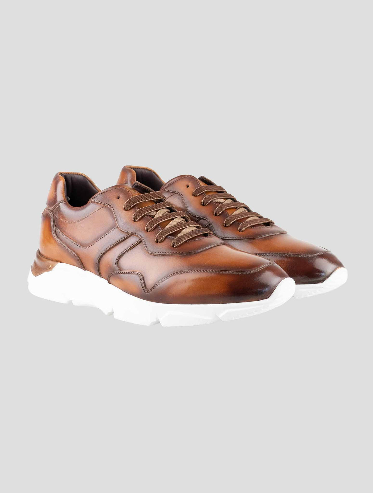 Peluso 1907  Brown Leather Sneakers 1