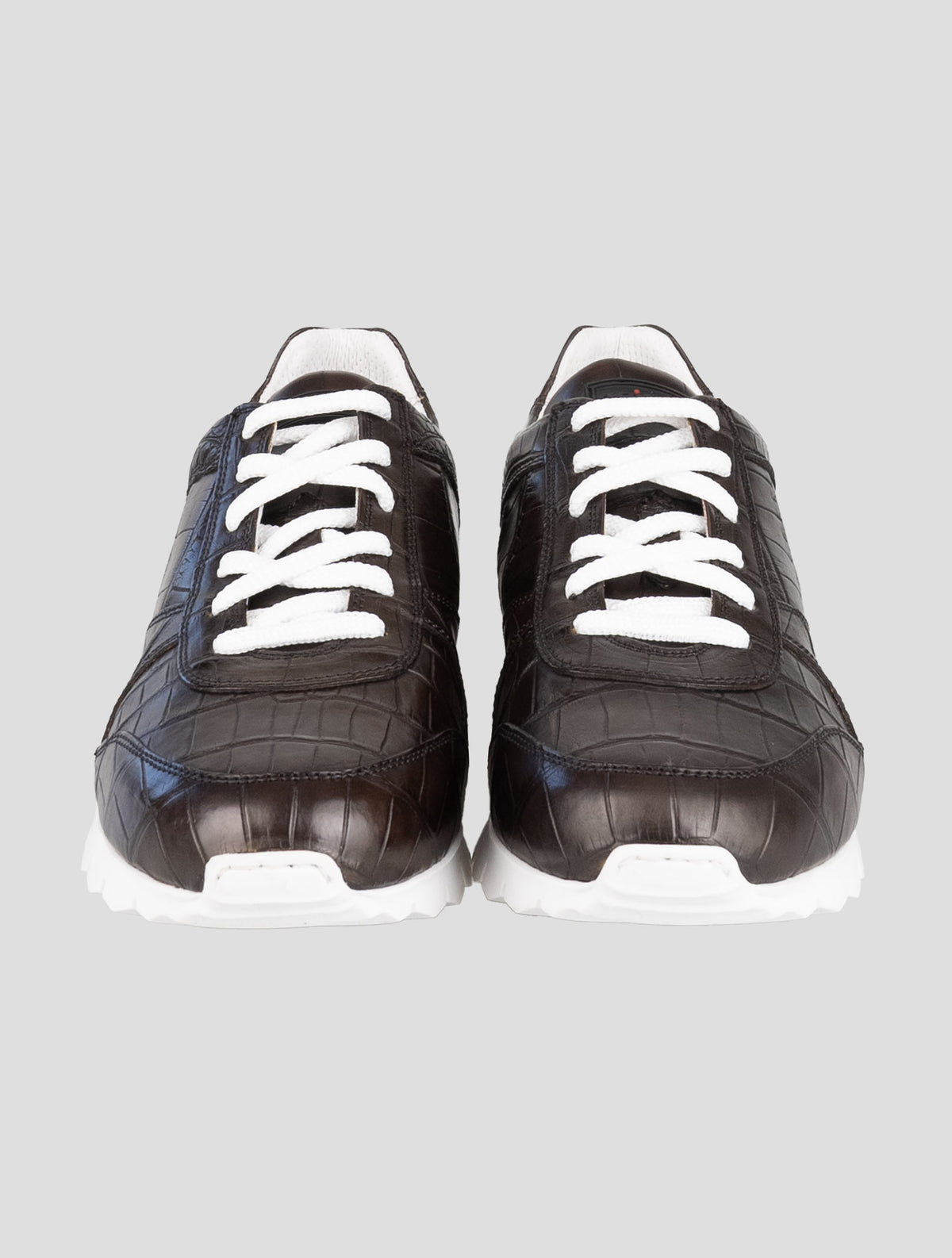Kiton Brown Leather Crocodile Sneakers 2