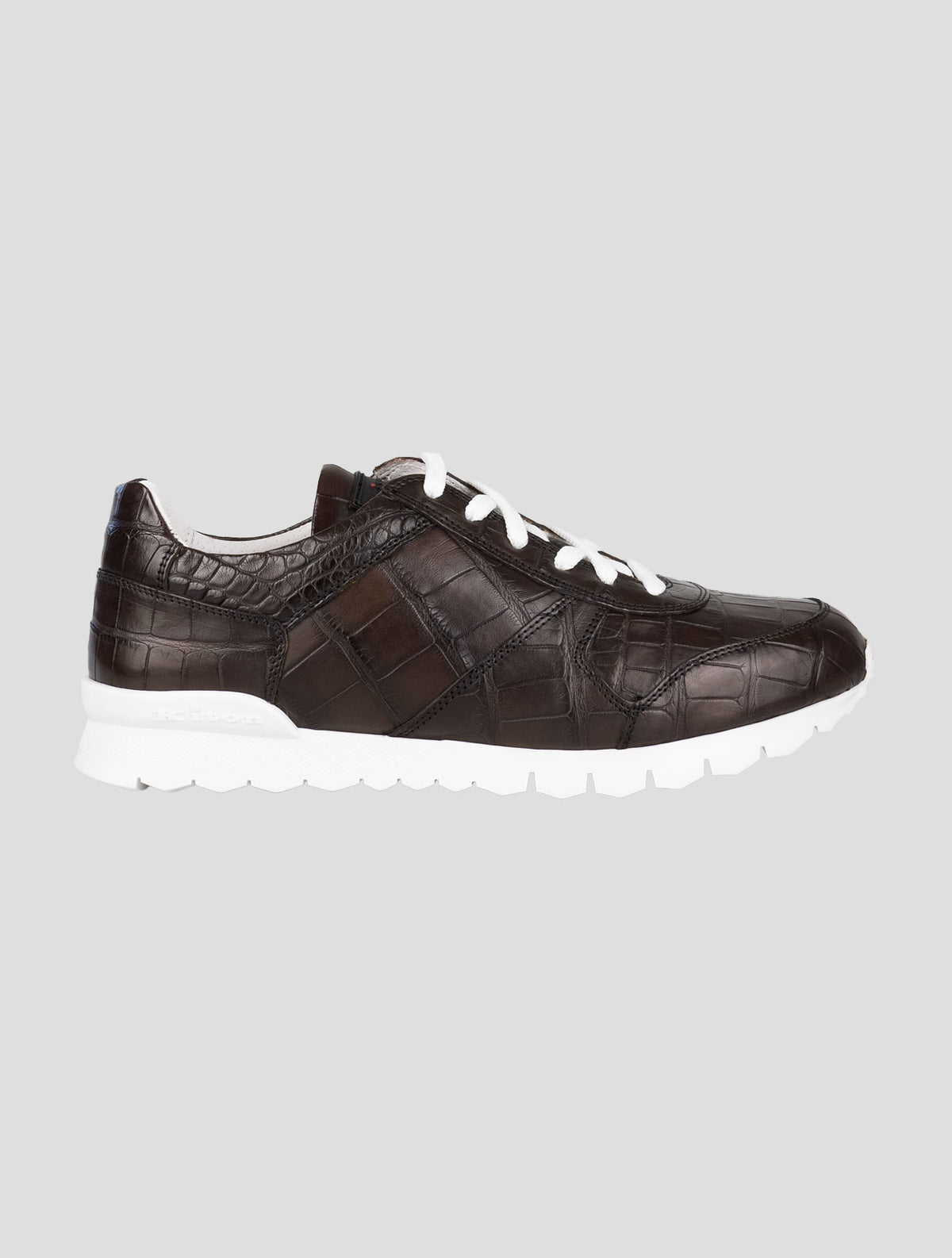 Kiton Brown Leather Crocodile Sneakers 3