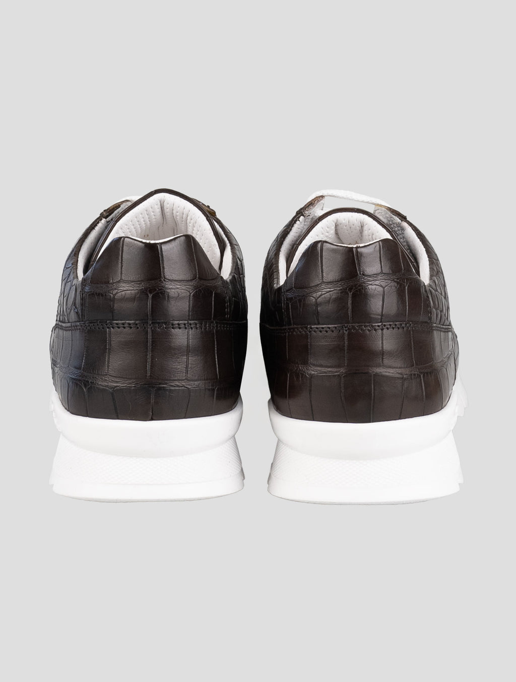 Kiton Brown Leather Crocodile Sneakers 4