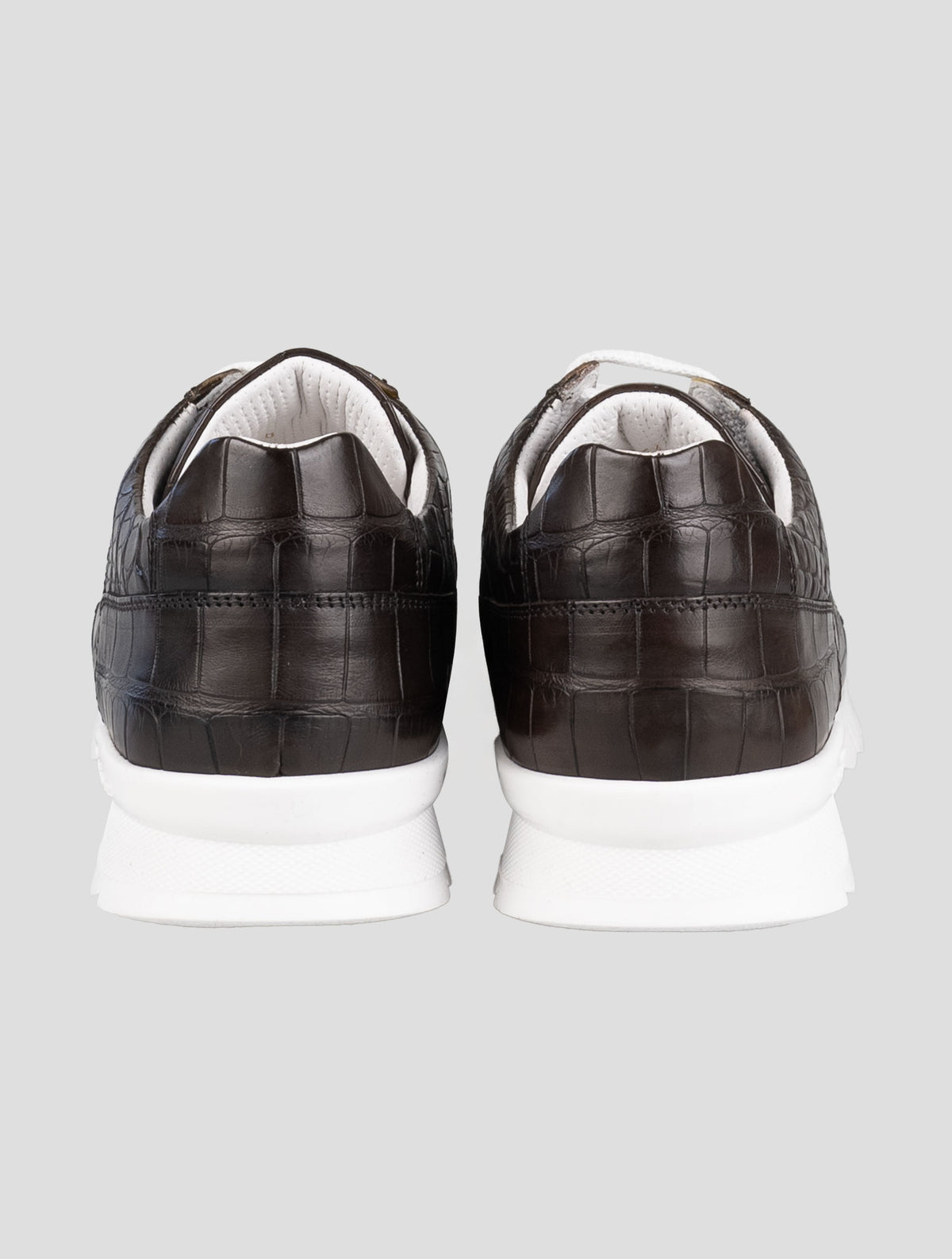 Kiton Brown Leather Crocodile Sneakers 4