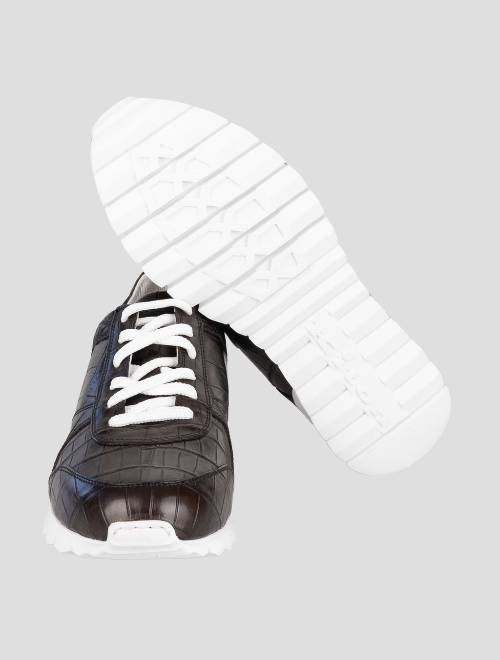 Kiton Brown Leather Crocodile Sneakers 5
