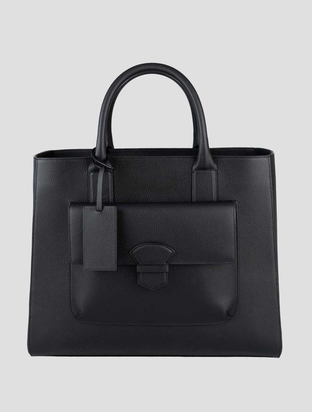 Isaia Black Leather Tote Bag 1