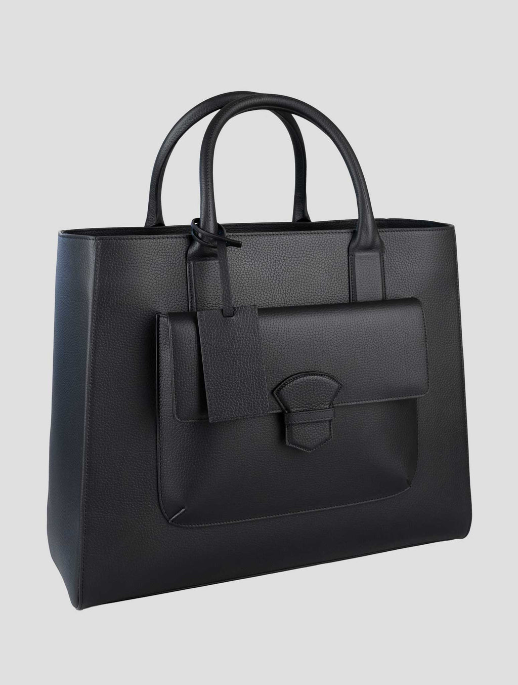 Isaia Black Leather Tote Bag 2
