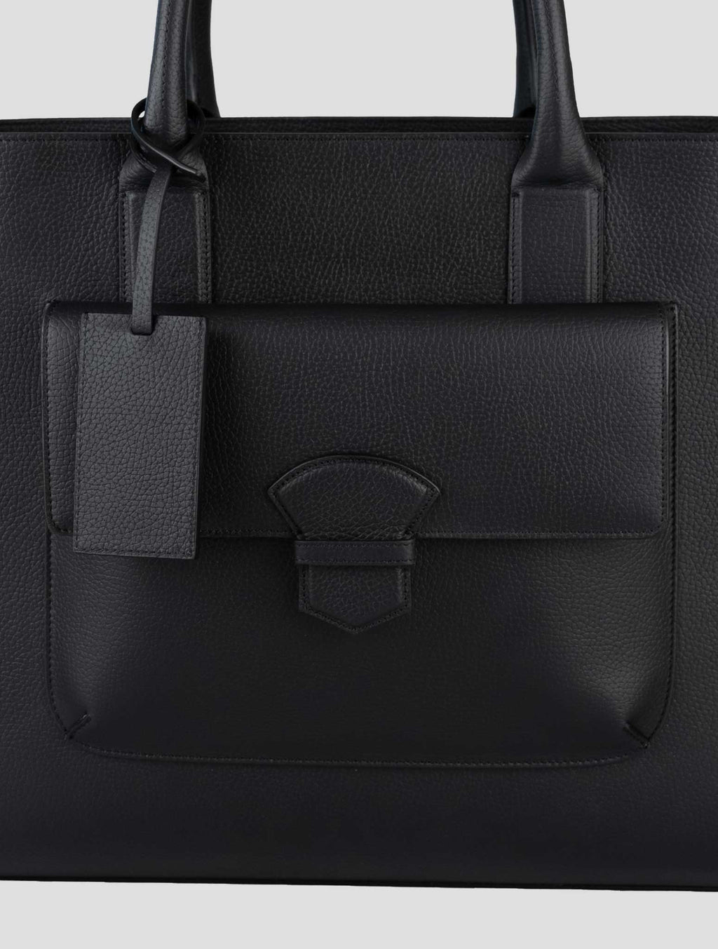 Isaia Black Leather Tote Bag 5