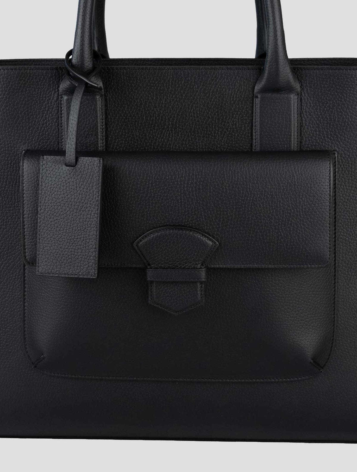 Isaia Black Leather Tote Bag 5