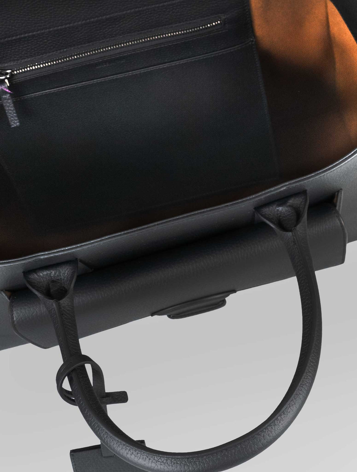 Isaia Black Leather Tote Bag 6