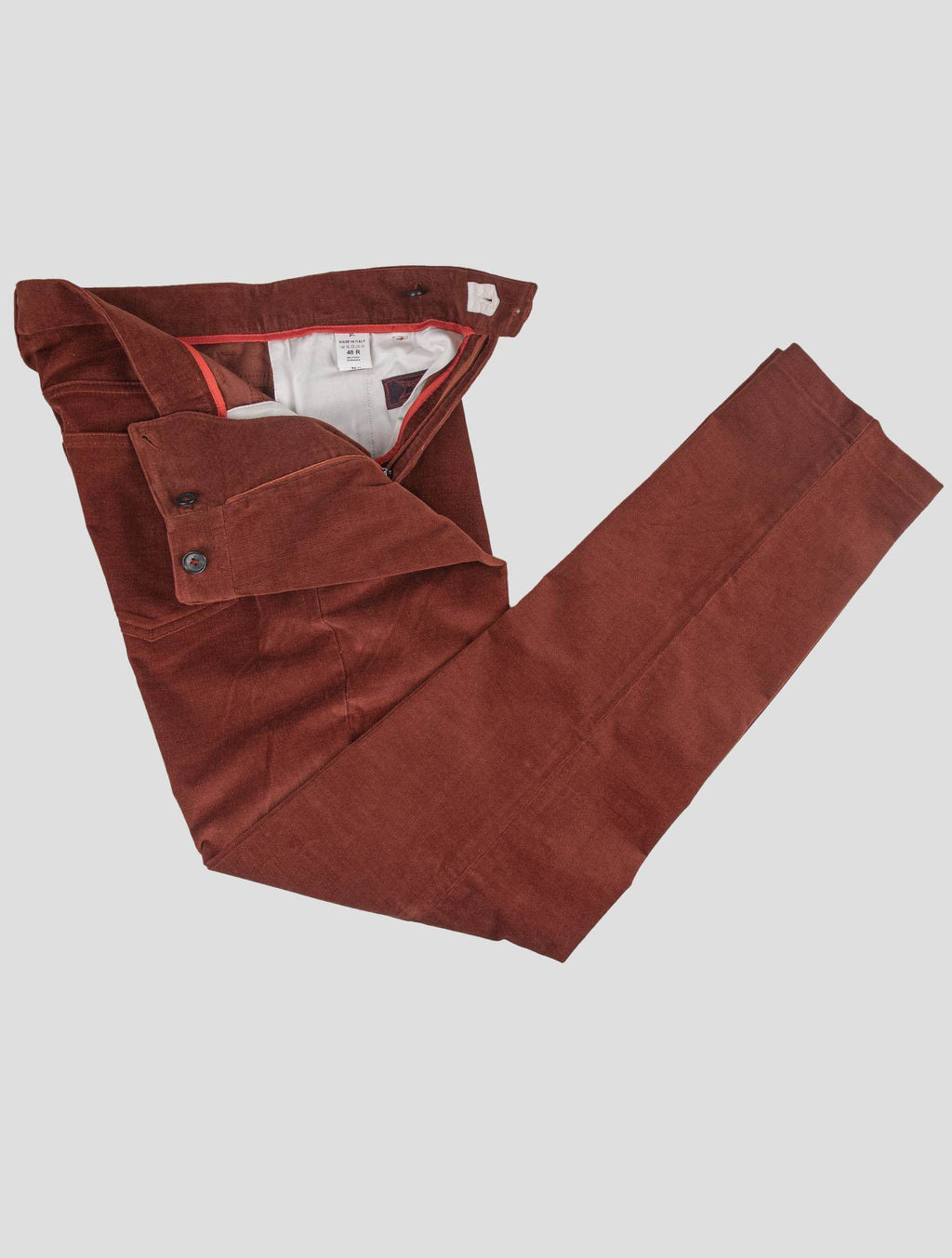 Isaia Burgundy Cotton Ea Velvet Pants 1