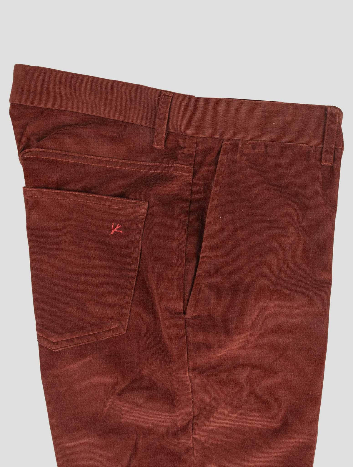 Isaia Burgundy Cotton Ea Velvet Pants 2