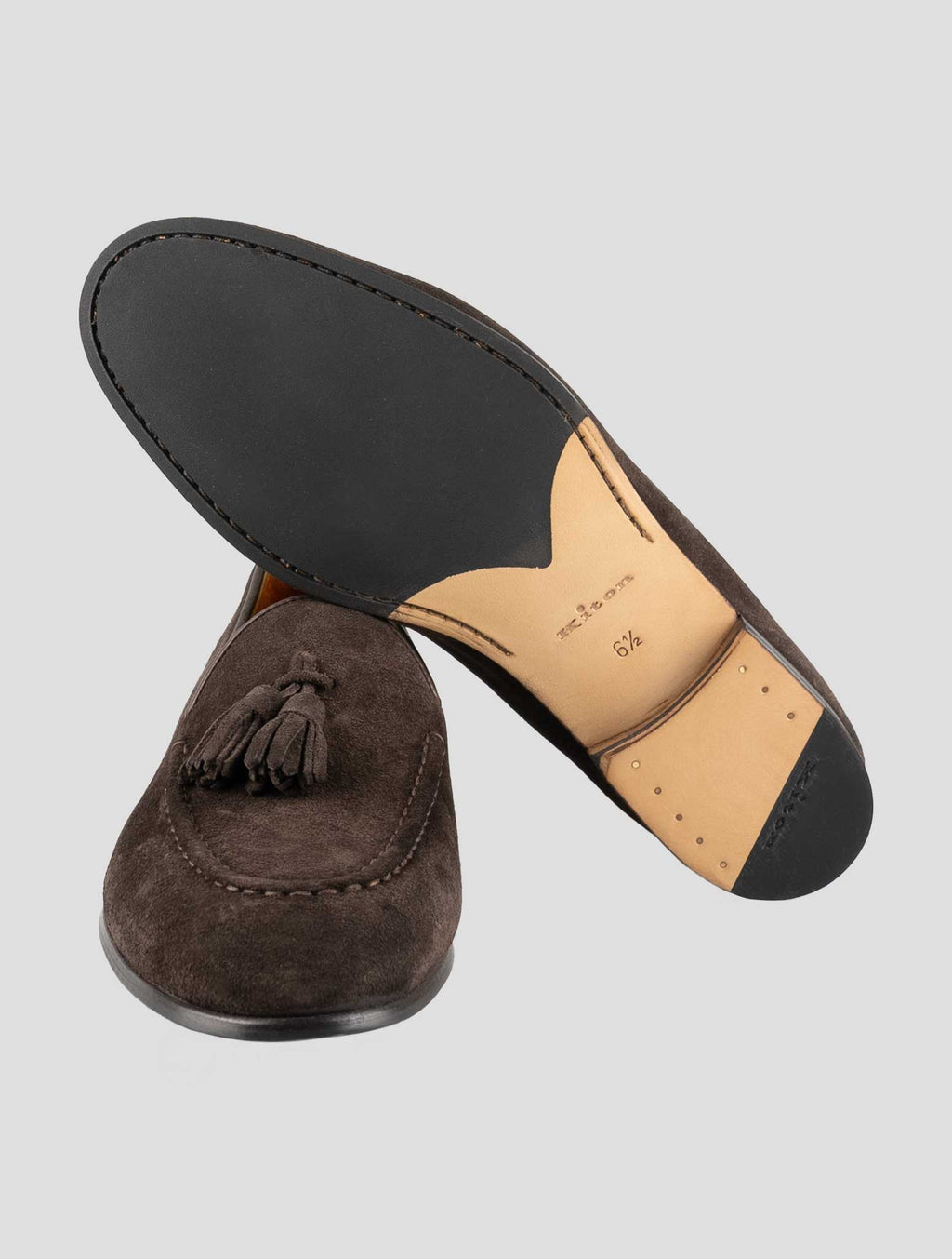 Kiton Brown Leather Suede Loafers 5