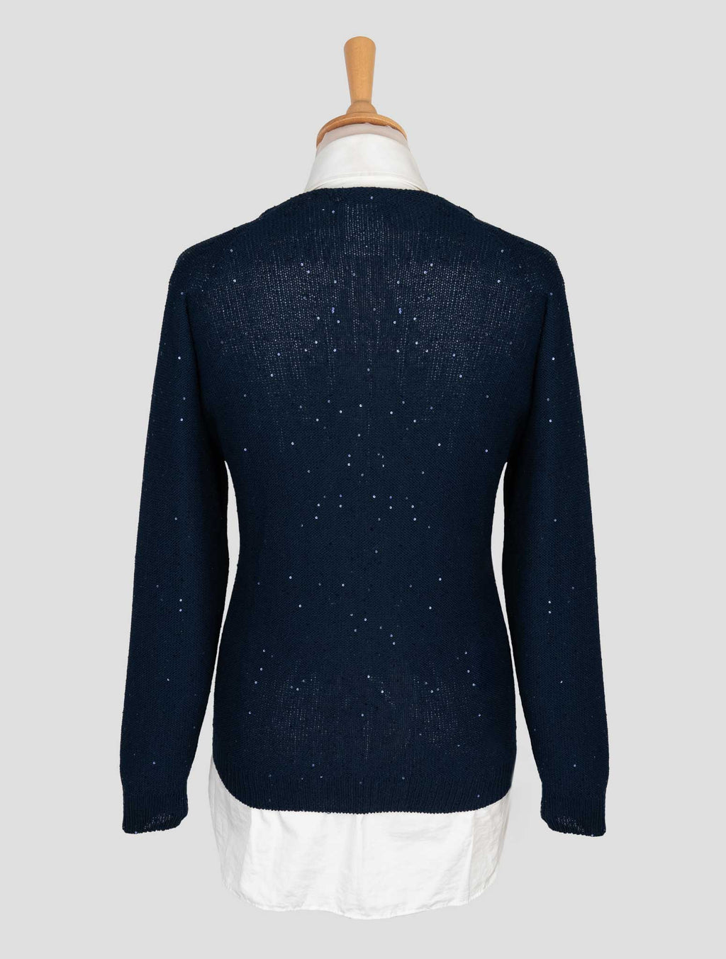Gran Sasso Blue Cotton Pl Sweater V-Neck 3
