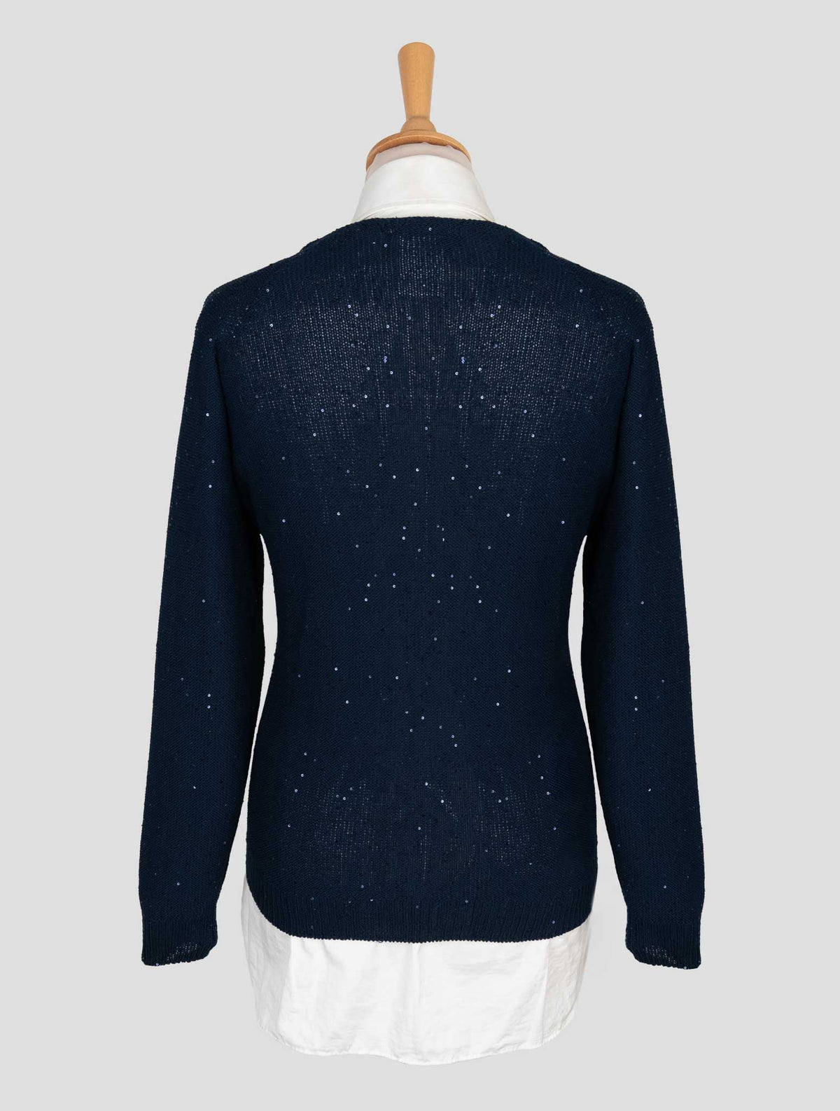 Gran Sasso Blue Cotton Pl Sweater V-Neck 3