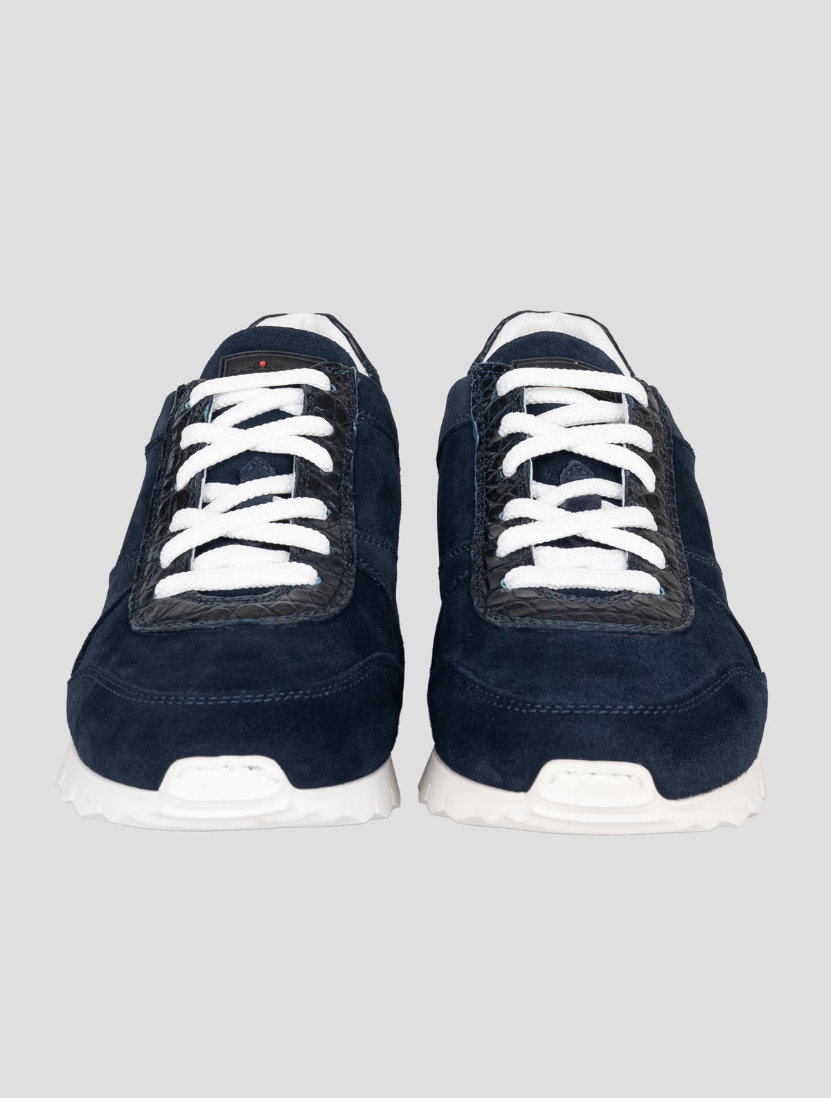 Kiton Blue Leather Suede Leather Crocodile Sneakers 2