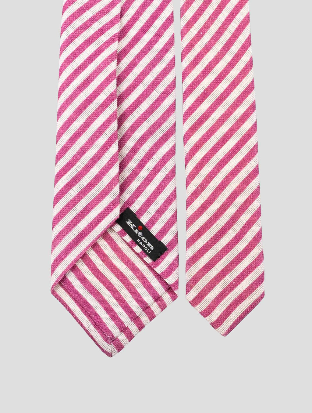 Kiton Pink White Linen Tie 3