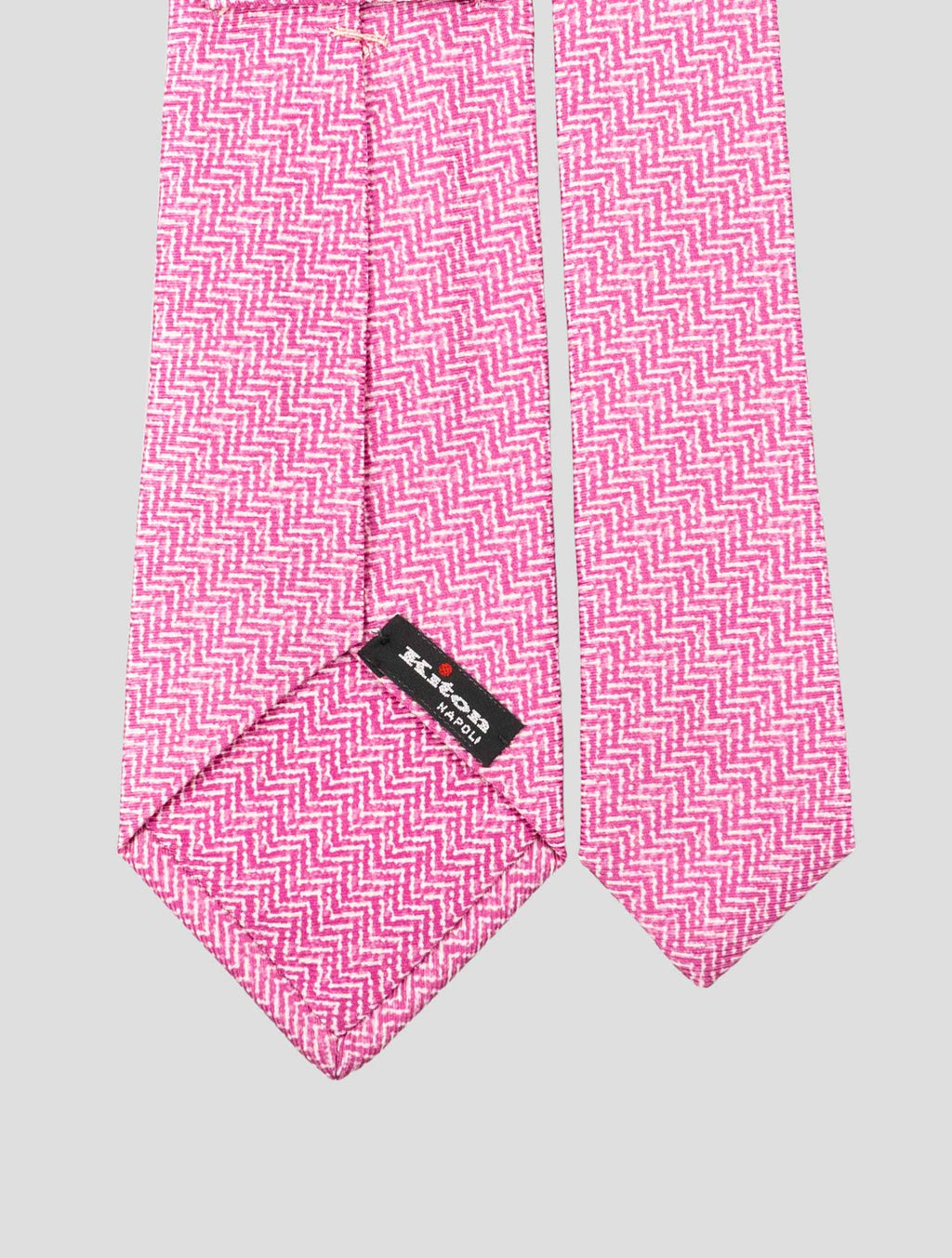 Kiton Violet White Silk Tie 3
