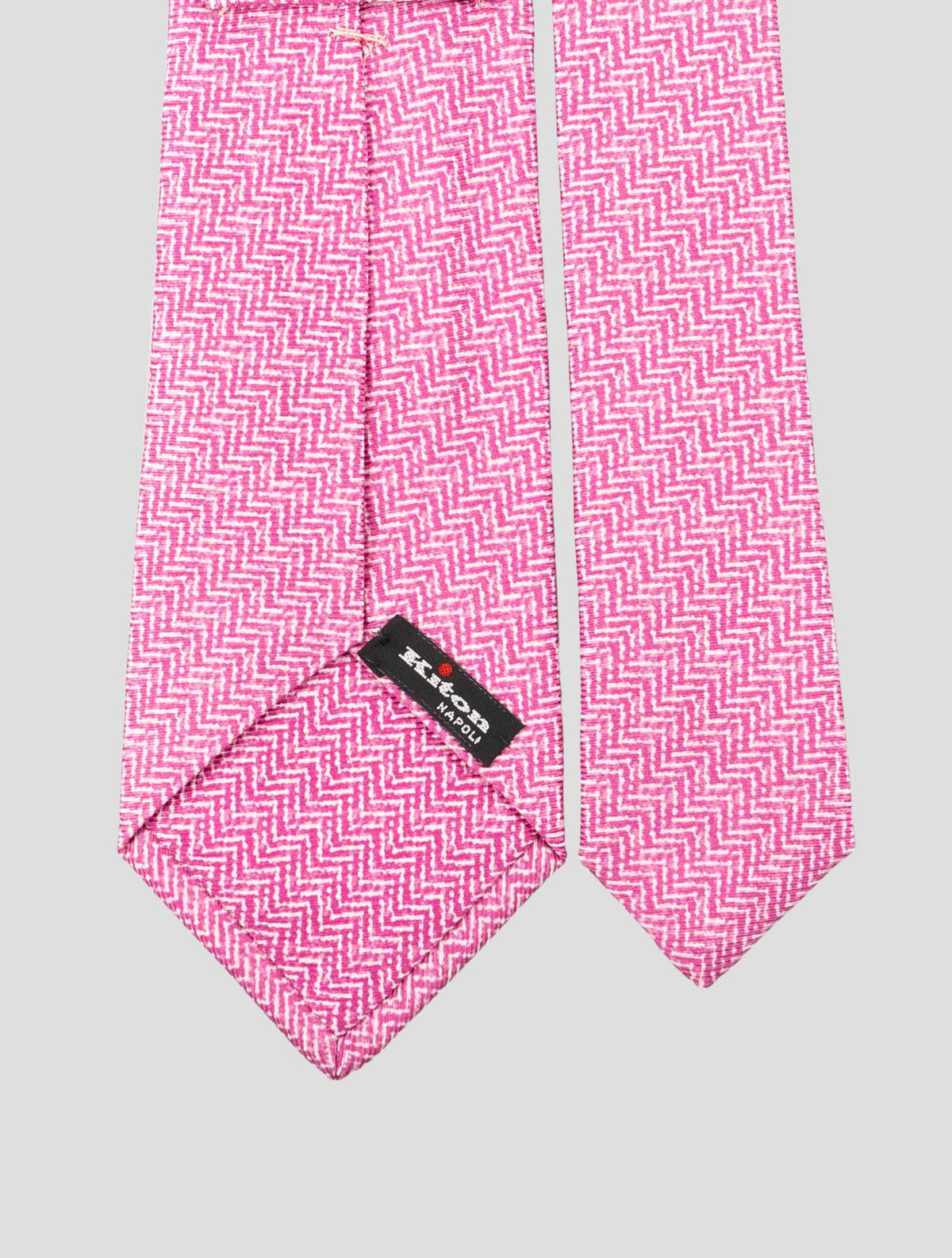 Kiton Violet White Silk Tie 3