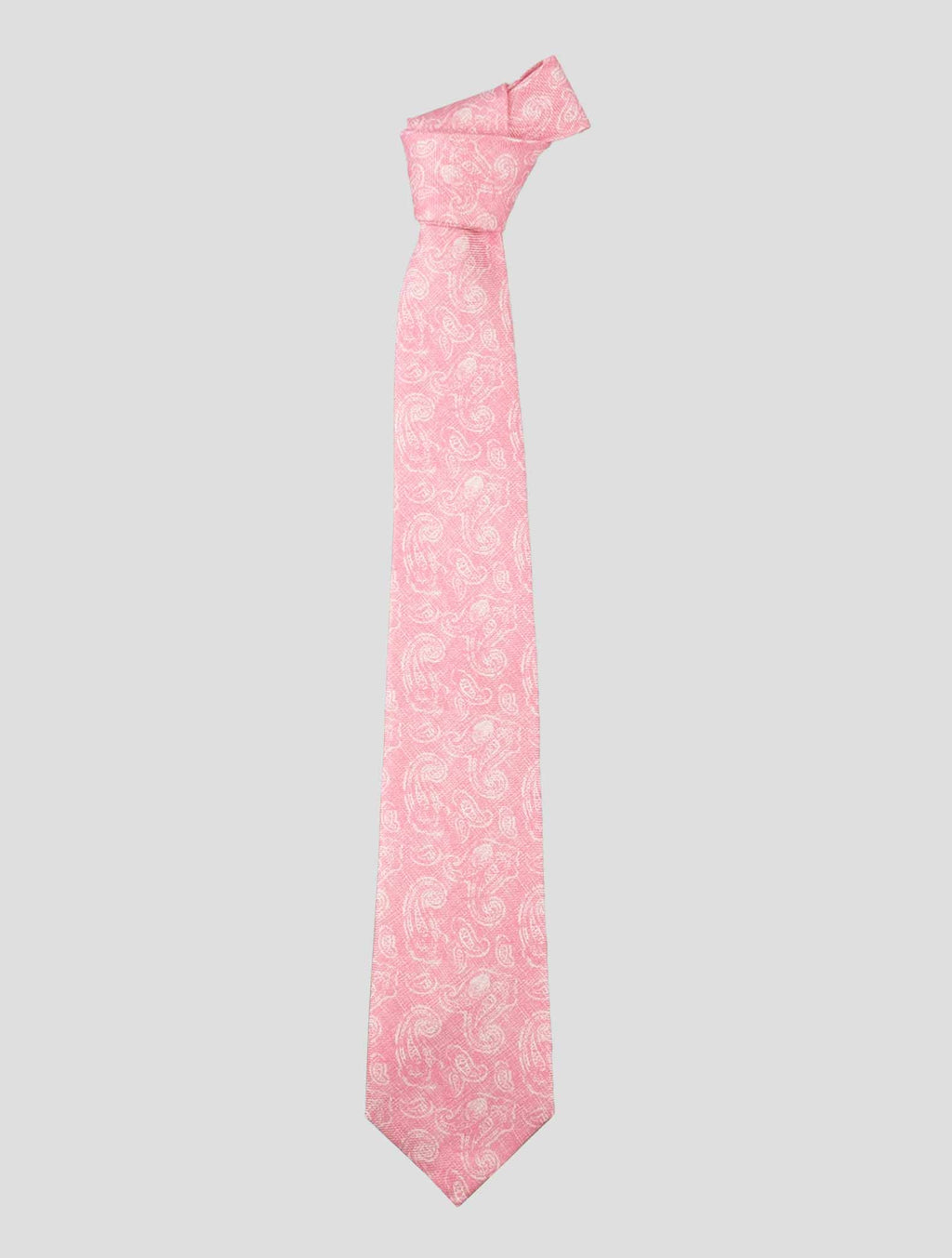 Kiton Pink White Silk Tie 1