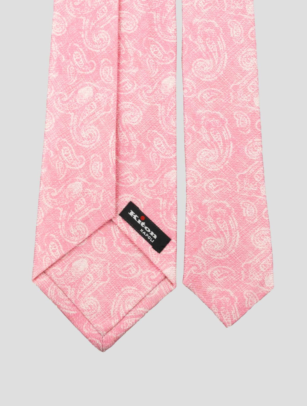 Kiton Pink White Silk Tie 3