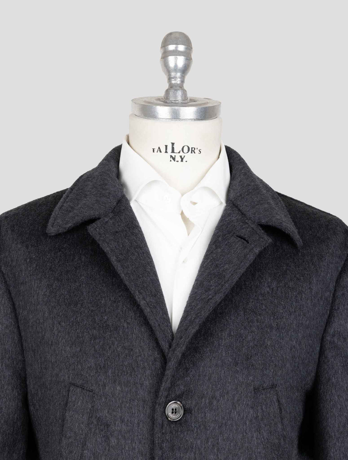 Luigi Borrelli Dark Gray Virgin Wool Cashmere Overcoat 4