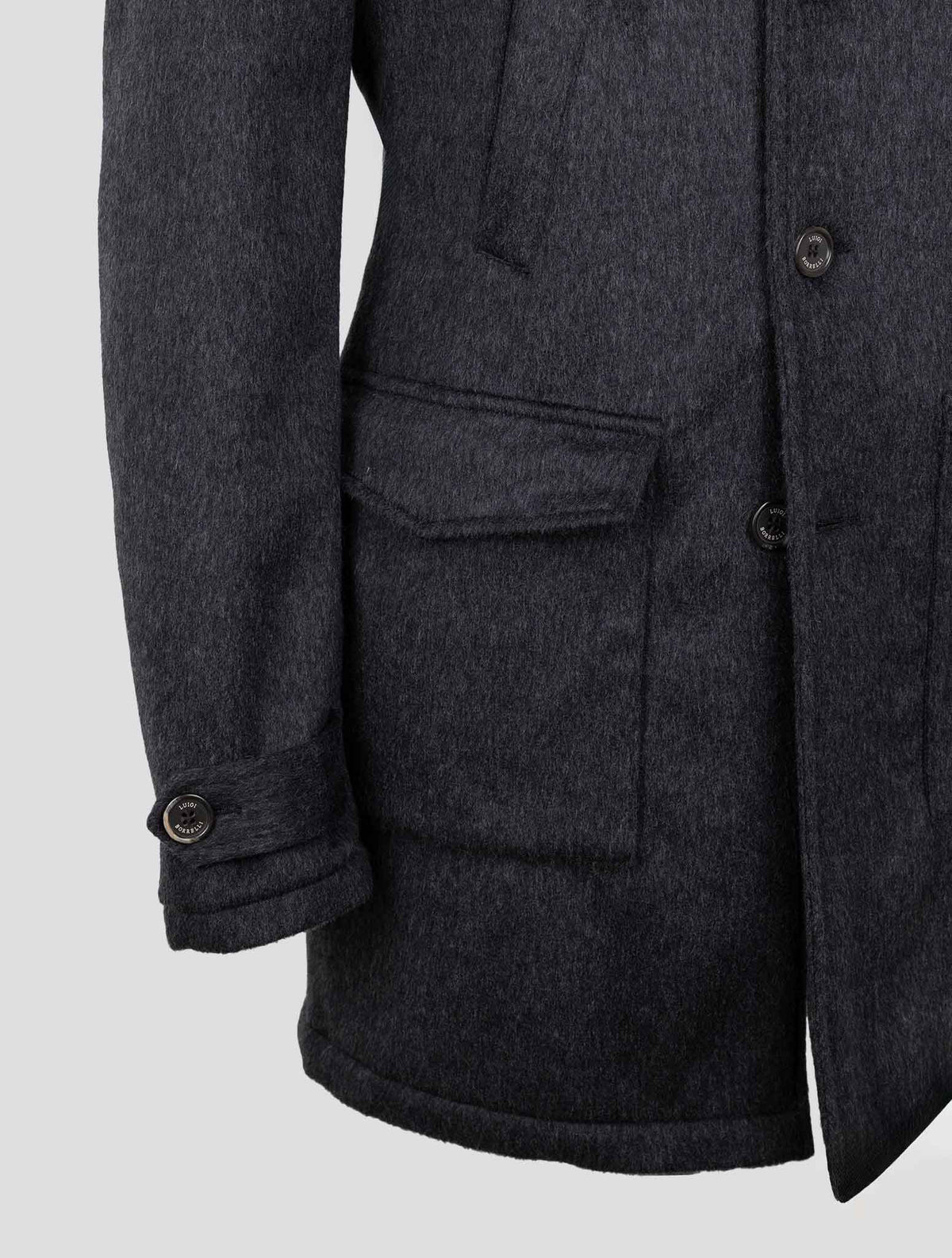 Luigi Borrelli Dark Gray Virgin Wool Cashmere Overcoat 5