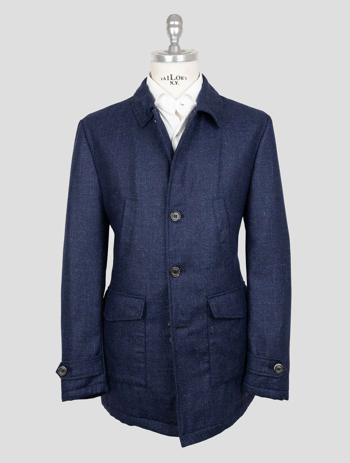 Luigi Borrelli Blue Virgin Wool Cashmere Coat 1
