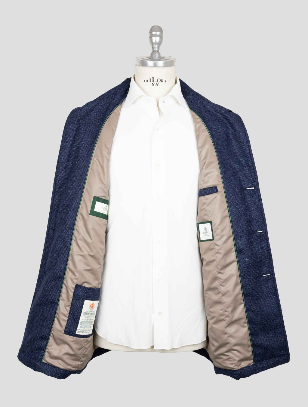 Luigi Borrelli Blue Virgin Wool Cashmere Coat 6