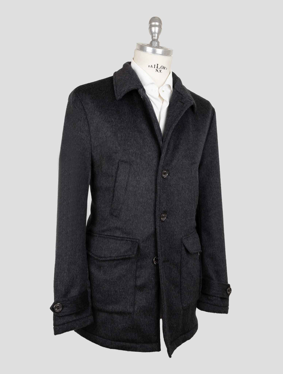 Luigi Borrelli Dark Gray Virgin Wool Cashmere Coat 2