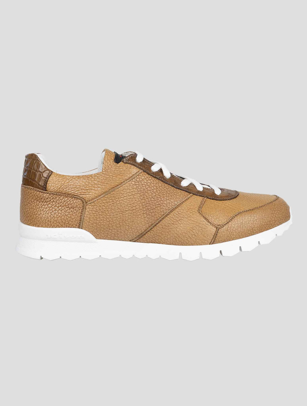 Kiton Brown Leather And Leather Crocodyle Sneakers 4