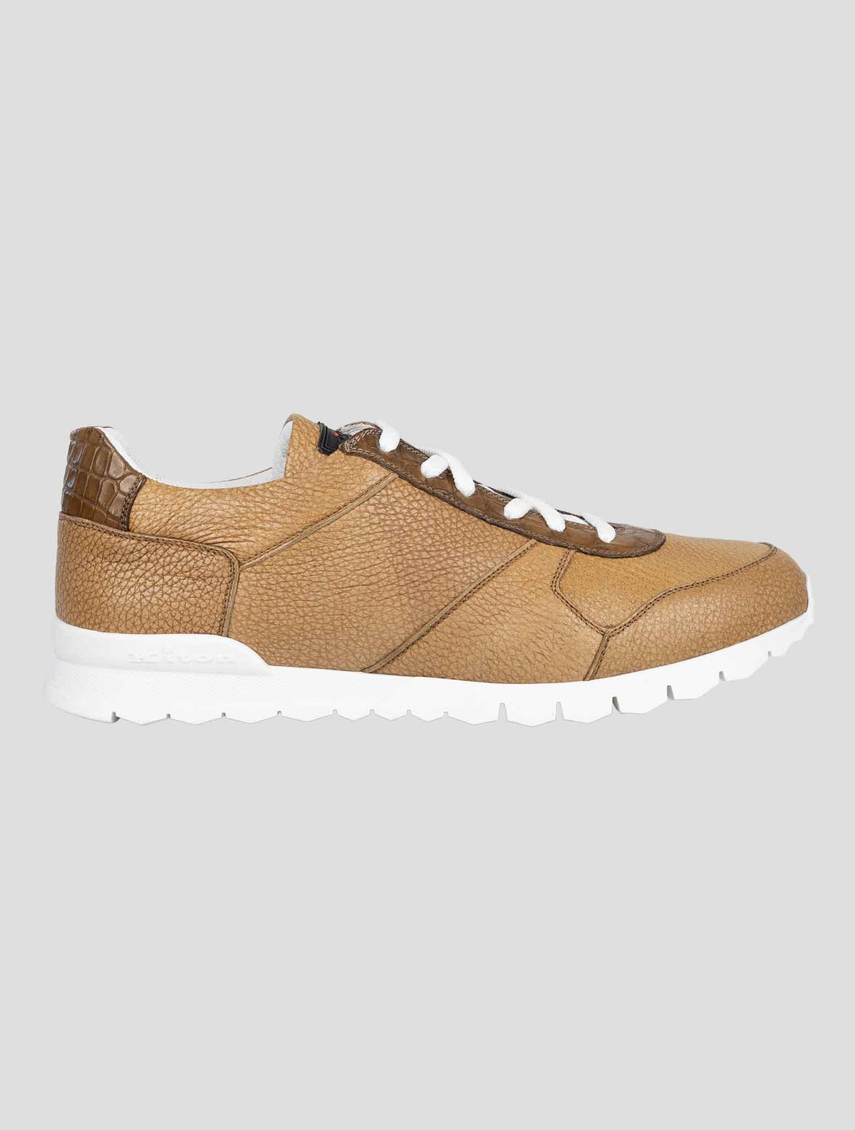 Kiton Brown Leather And Leather Crocodyle Sneakers 4
