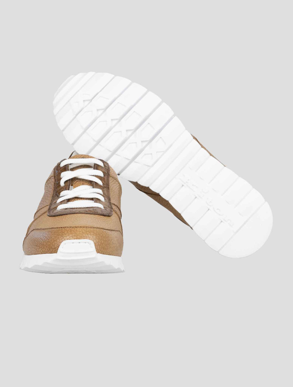 Kiton Brown Leather And Leather Crocodyle Sneakers 5