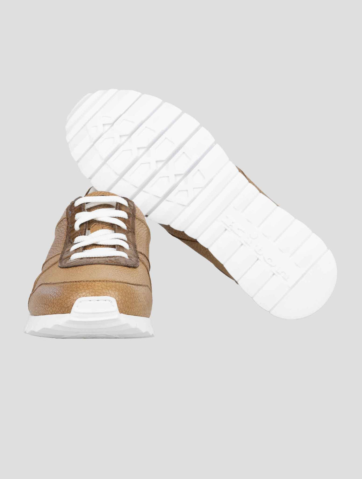 Kiton Brown Leather And Leather Crocodyle Sneakers 5