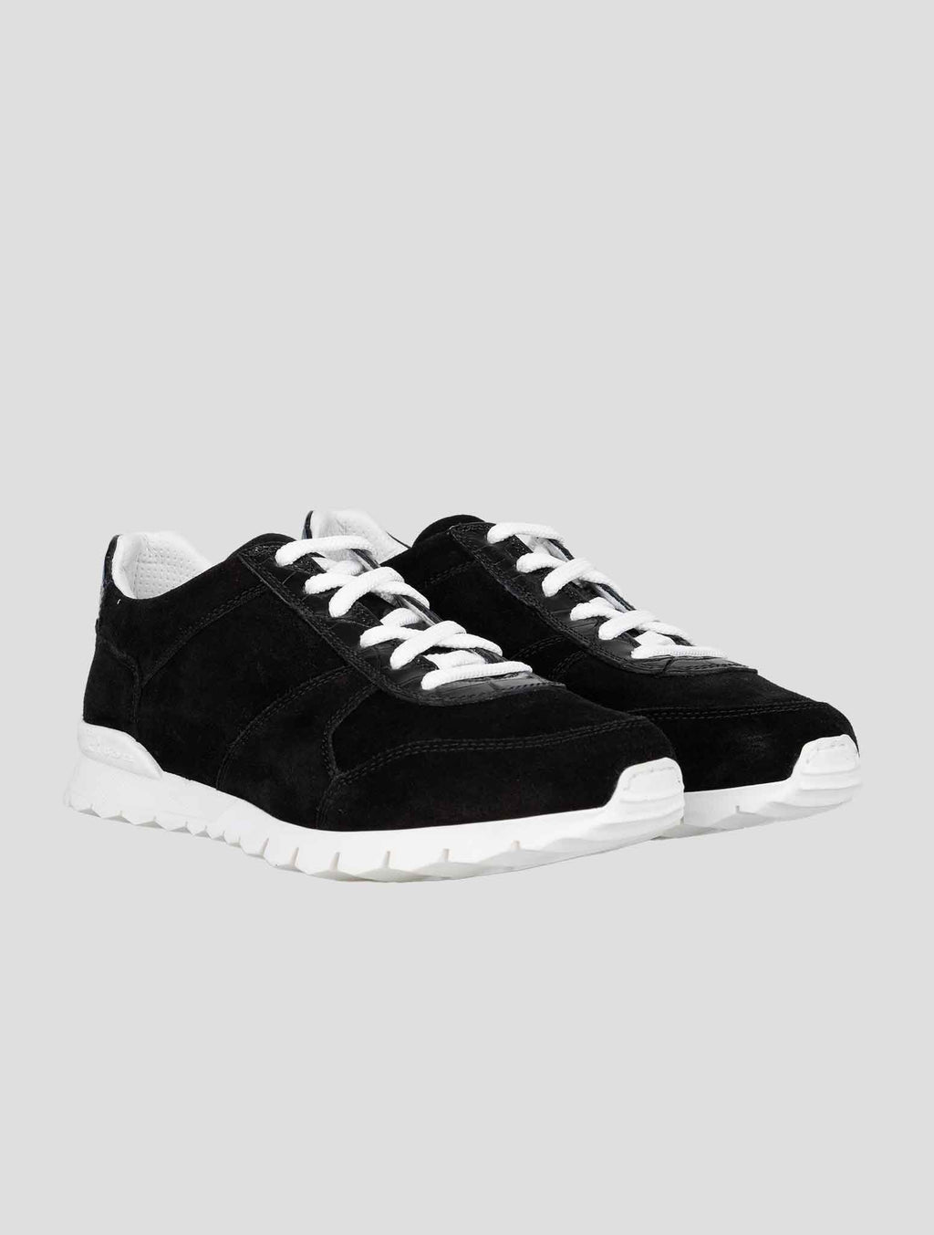 Kiton Black Leather Suede and Leather Crocodyle Sneakers 1
