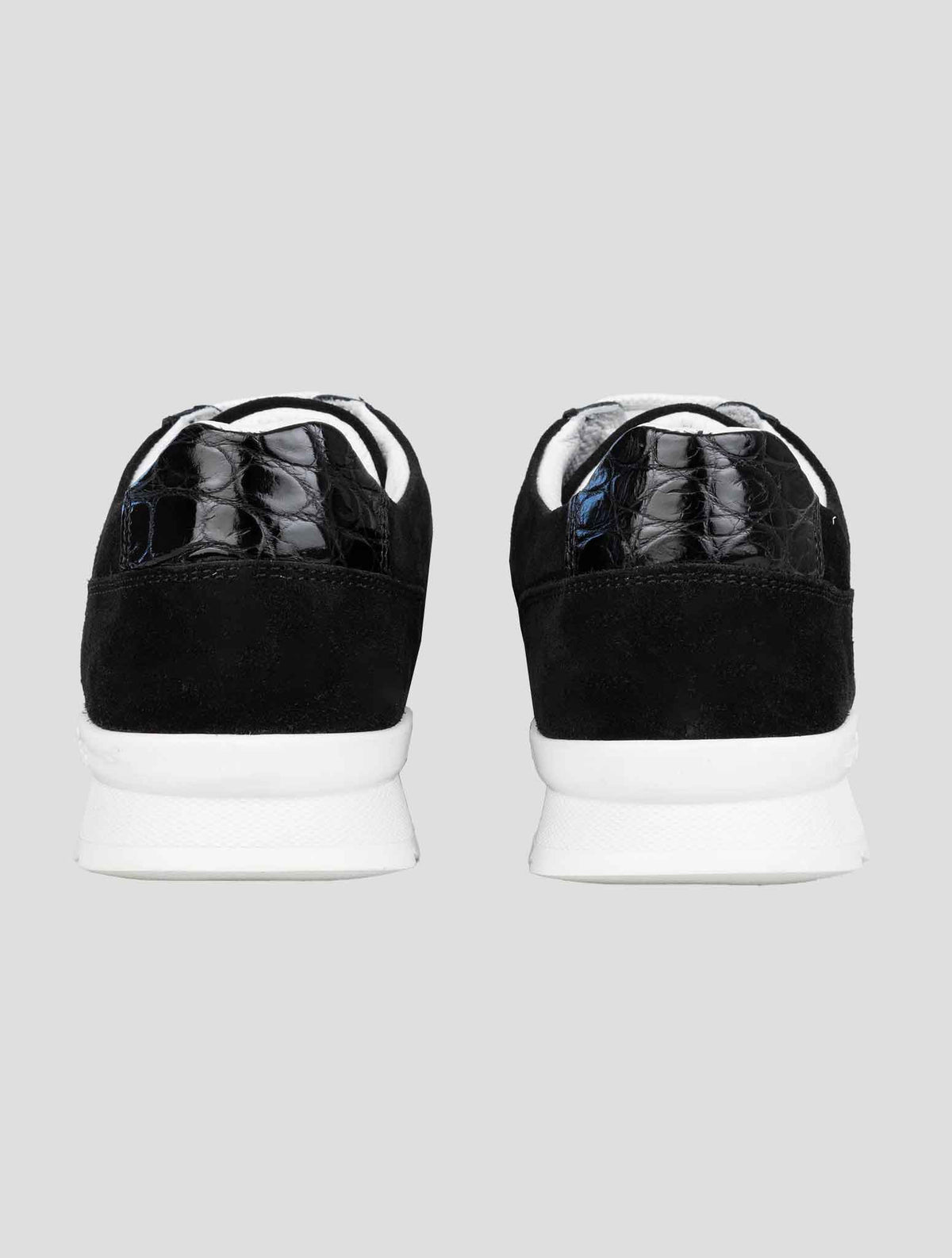 Kiton Black Leather Suede and Leather Crocodyle Sneakers 3