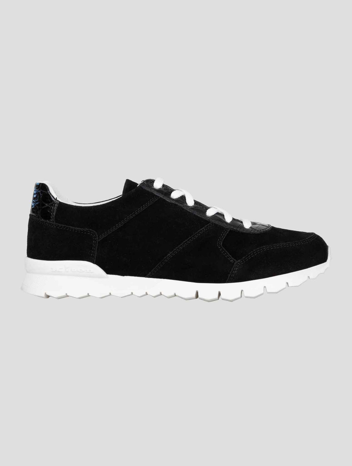 Kiton Black Leather Suede and Leather Crocodyle Sneakers 4