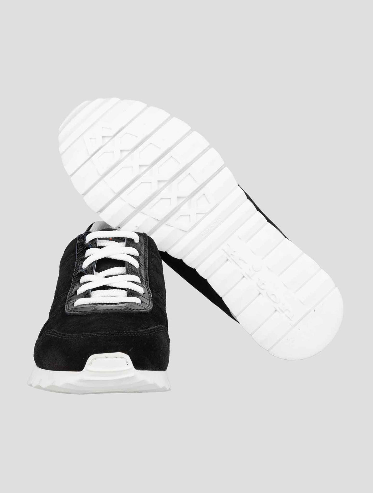 Kiton Black Leather Suede and Leather Crocodyle Sneakers 5