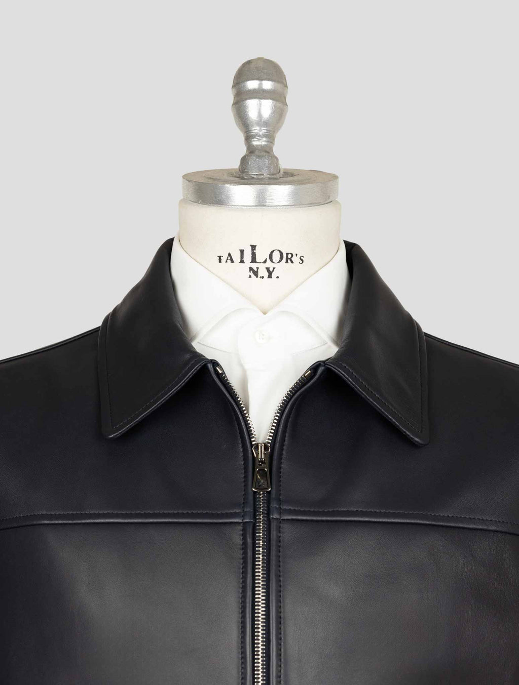 Isaia Blue Leather  Coat 4