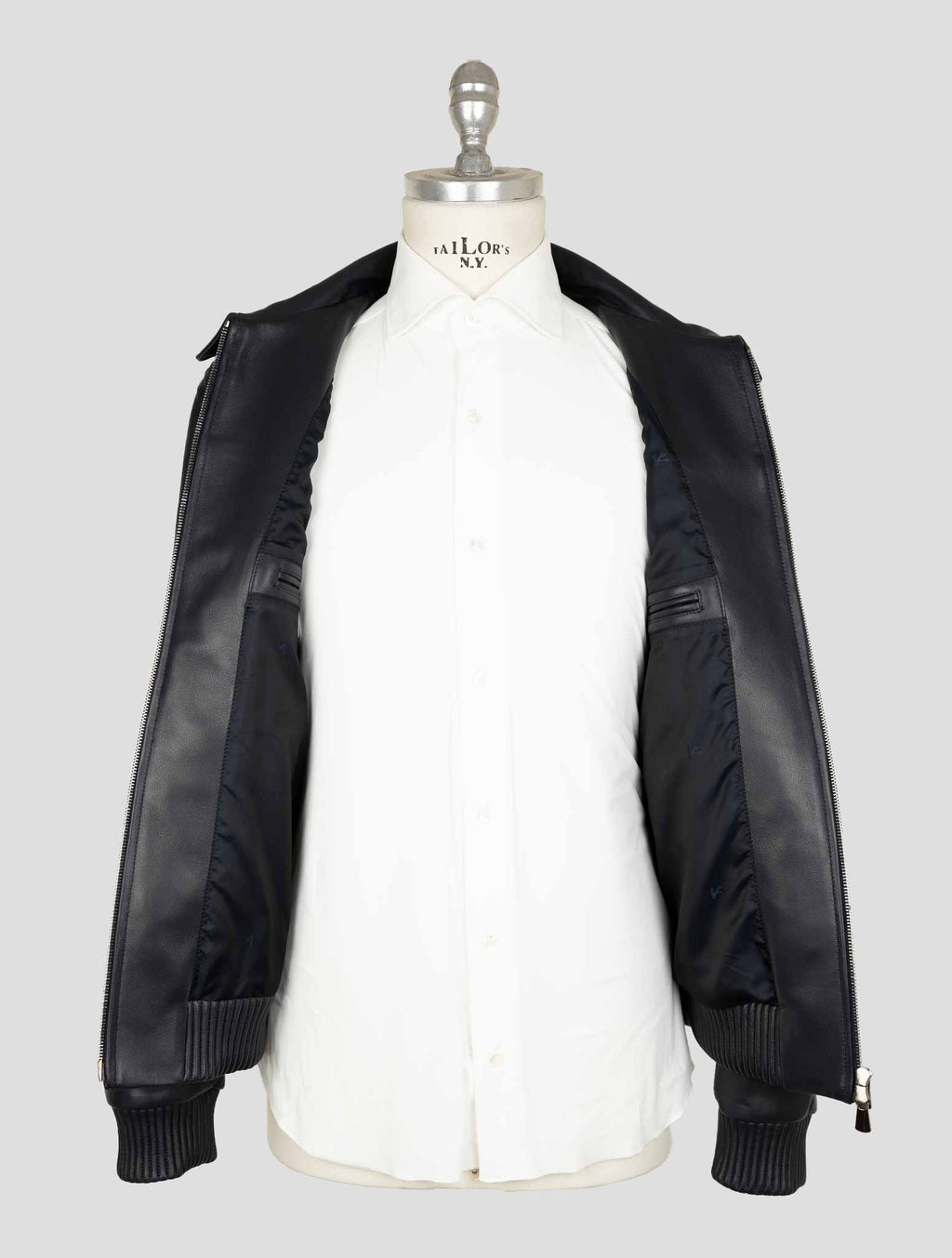 Isaia Blue Leather  Coat 5