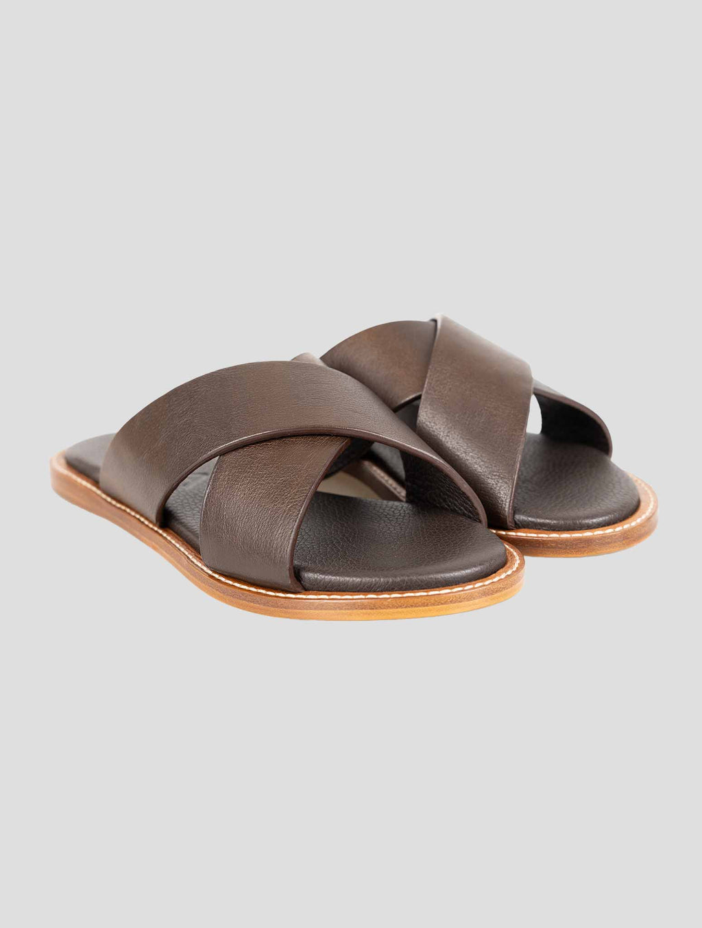 Isaia Brown Leather Sandals 1