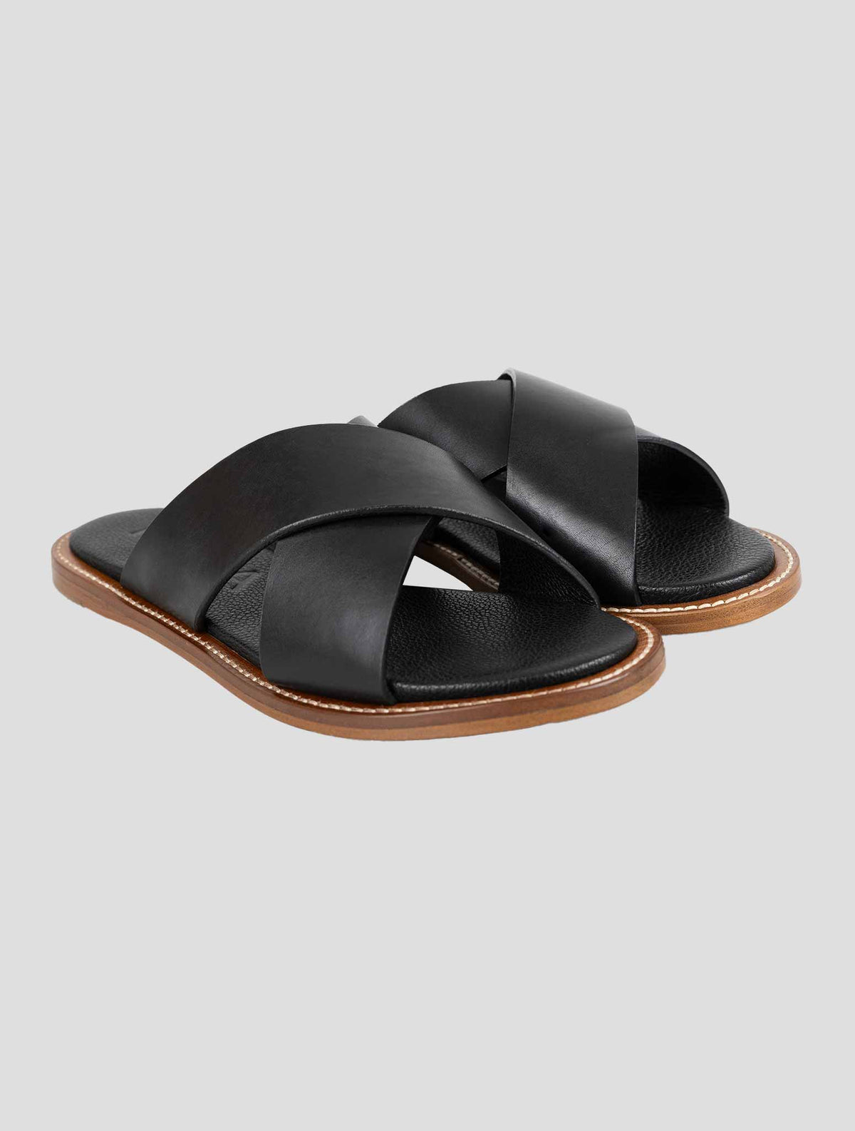 Isaia Black Leather Sandals 1