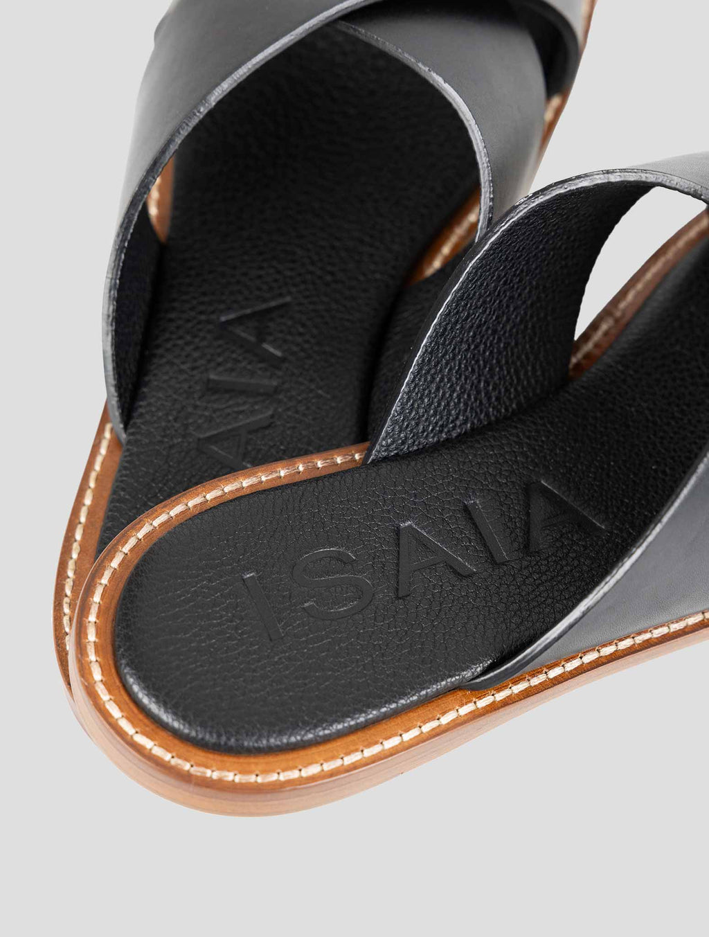 Isaia Black Leather Sandals 6