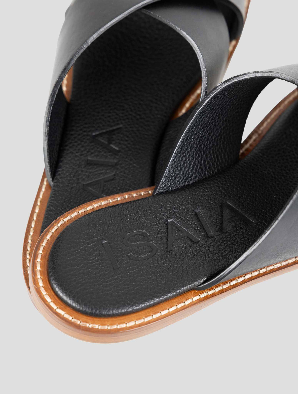Isaia Black Leather Sandals 6