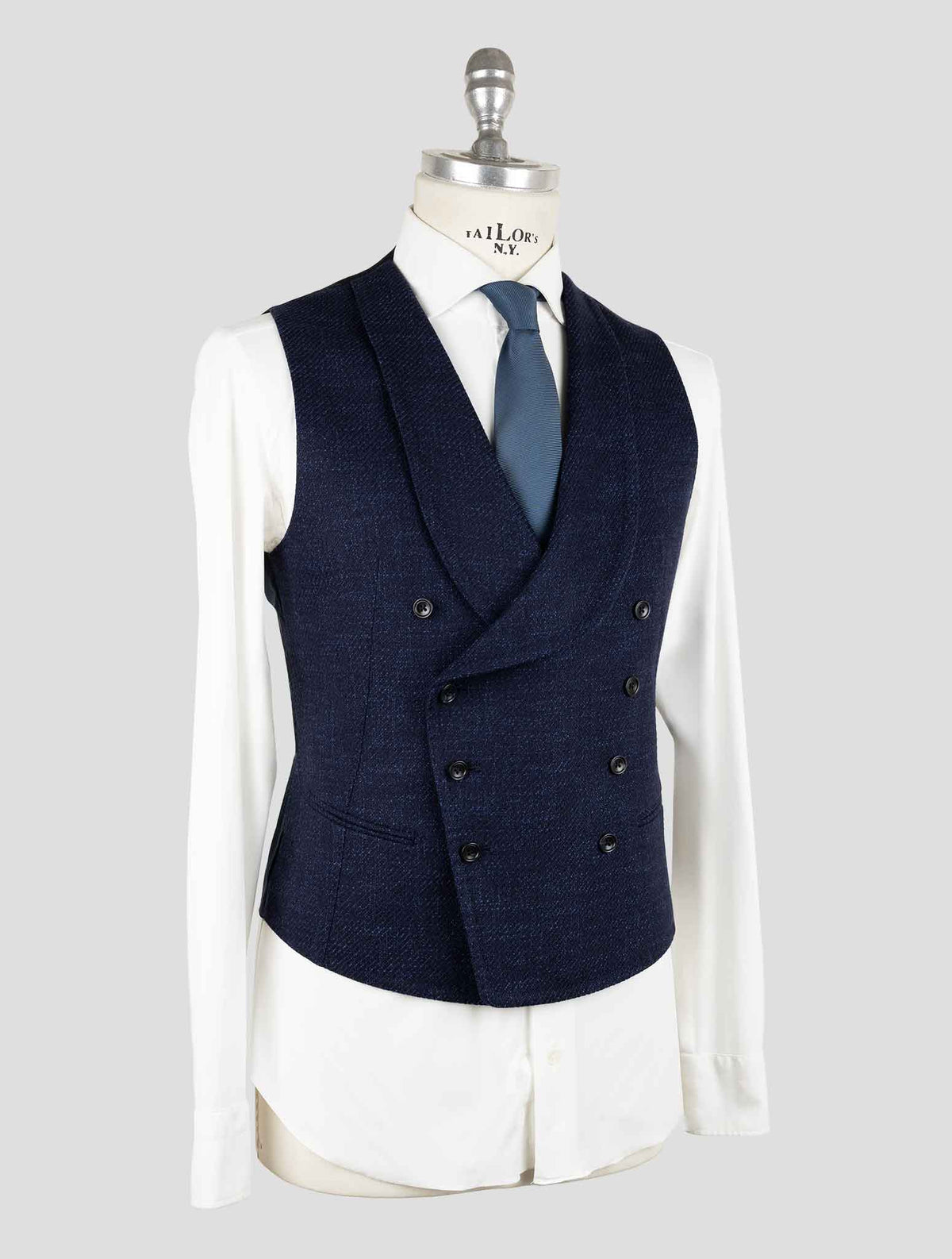 Tagliatore Blue Virgin Wool Silk Cototn Pa Cashere Ea Gilet 2