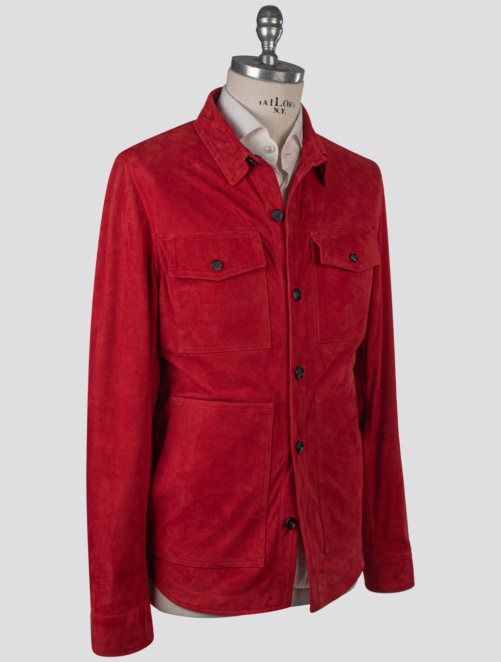 Isaia Red Leather Suede Coat 2