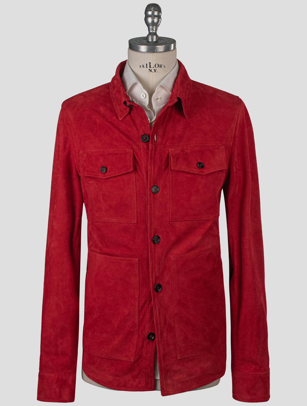 Isaia Red Leather Suede Coat 5