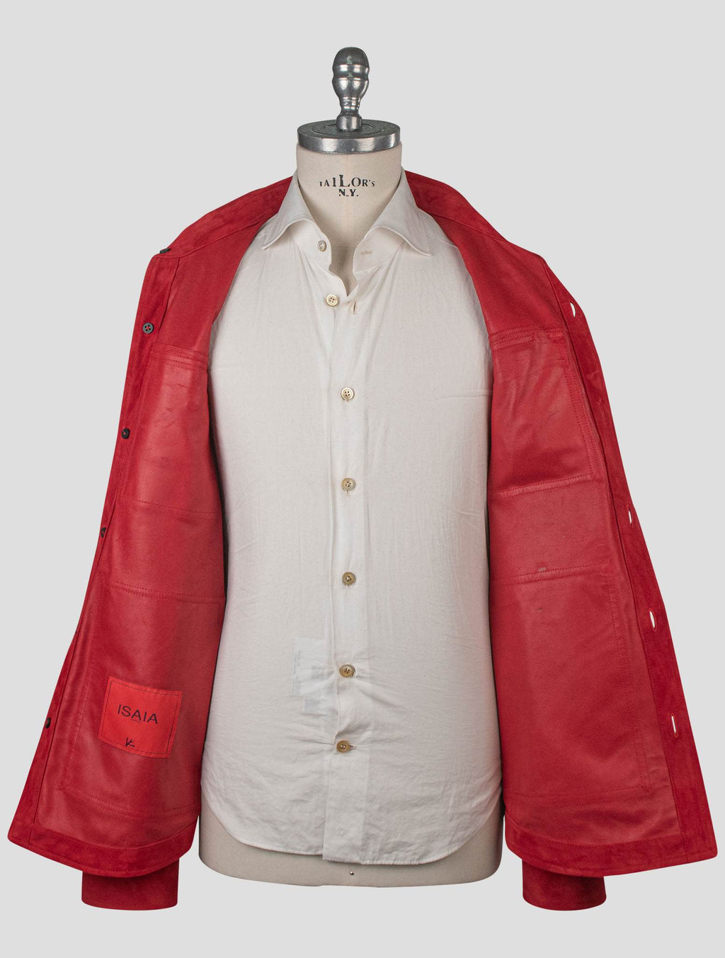 Isaia Red Leather Suede Coat 6