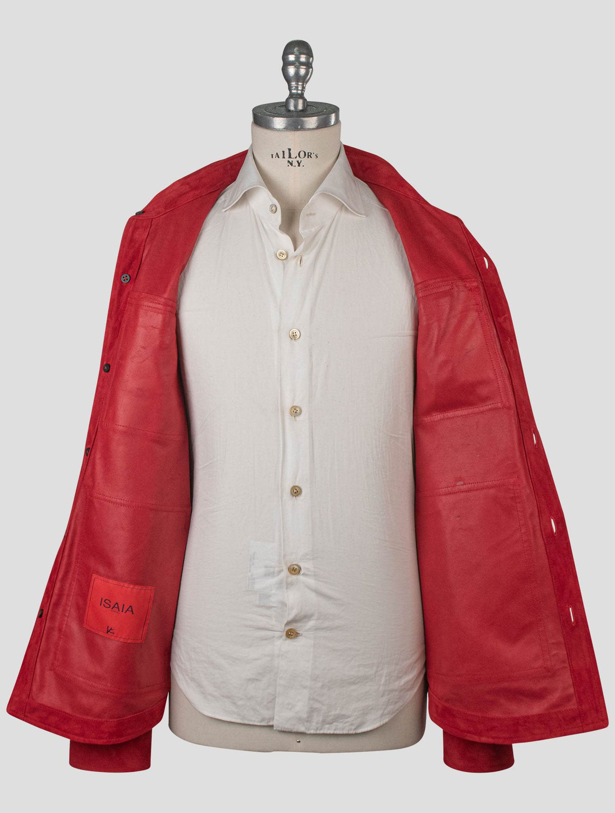 Isaia Red Leather Suede Coat 6